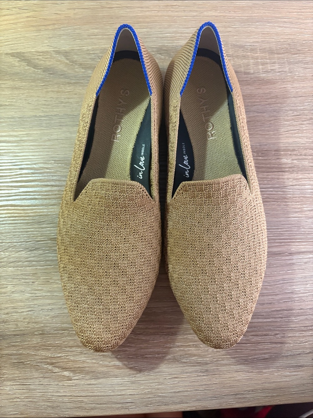 Rothy's Tan Knit Slip-On Loafers with Blue Trim-Accepting Offers! - Picture 3 of 9